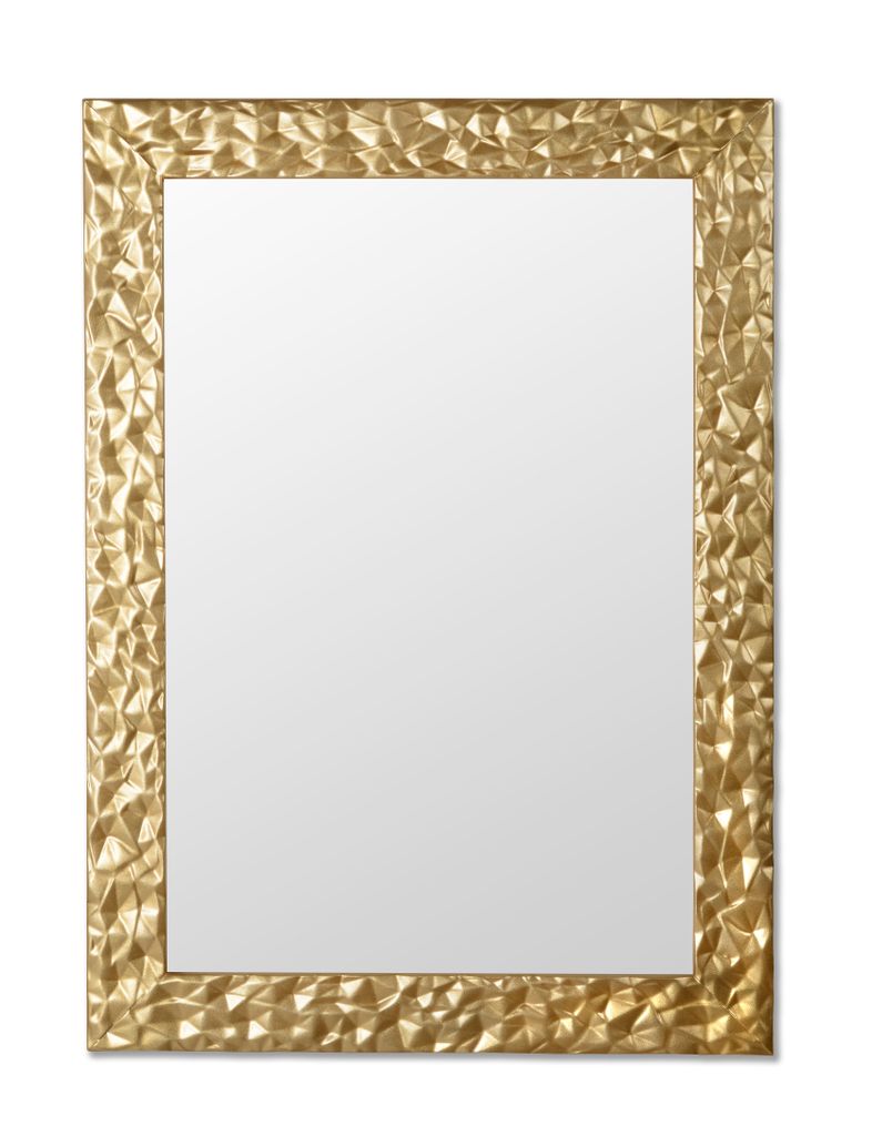 MO.WA Moderner Wandspiegel cm 51x71 dekorativer Holzspiegel Gold hergestellt in Italien. Rechteckiger Flurspiegel für Wohnzimmer Schlafzimmer Bade...