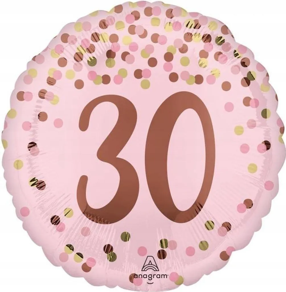 Grand Ballon Anniversaire 30 ans à Confetti Rose - Décoration 46cm