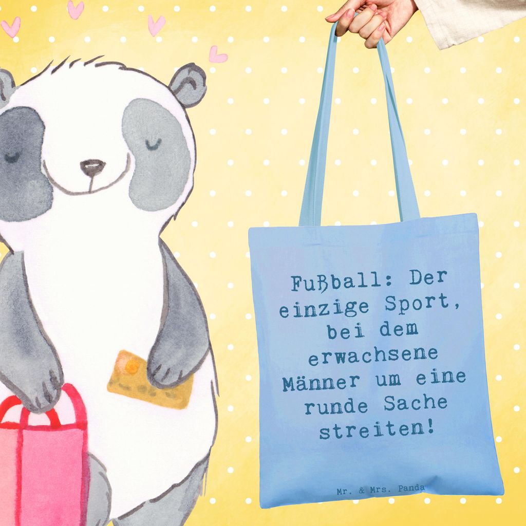 Mr. & Mrs. Panda Jutebeutel Spruch Fußballspiel - Sky Blue - Geschenk, Fan, Sportarten, Generationen, Stoffbeutel, Teamsport, Sportart, Erwachsene...