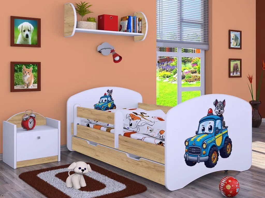 Lit Simple pour Enfant avec Tiroir de Rangement et Matelas Confortable