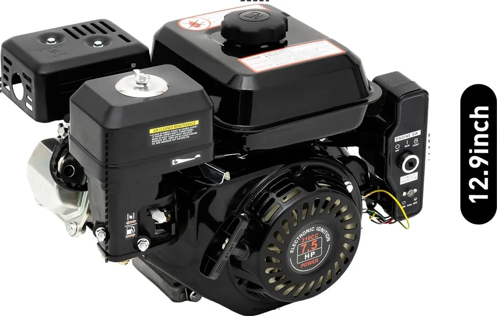Moteur à gaz 7,5 CV 210 cc avec démarrage électrique et manuel noir