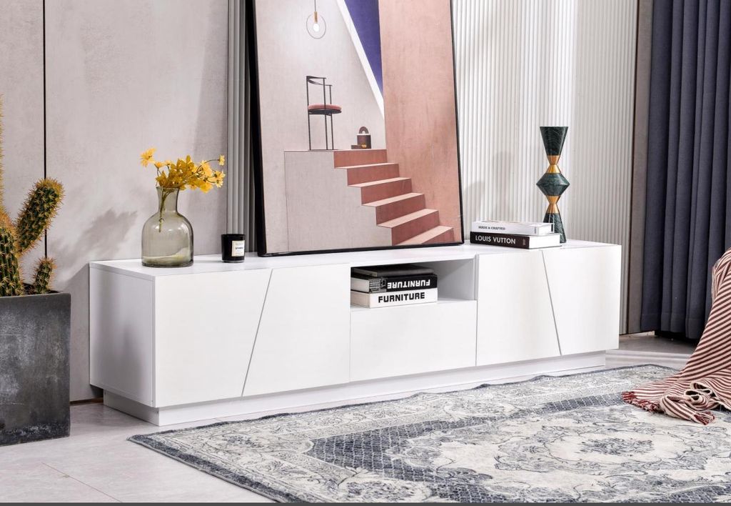 Odikalo TV-Schrank Sideboard Lagerschrank TV-Stander 170cm Schubladen Patchwork Weiss