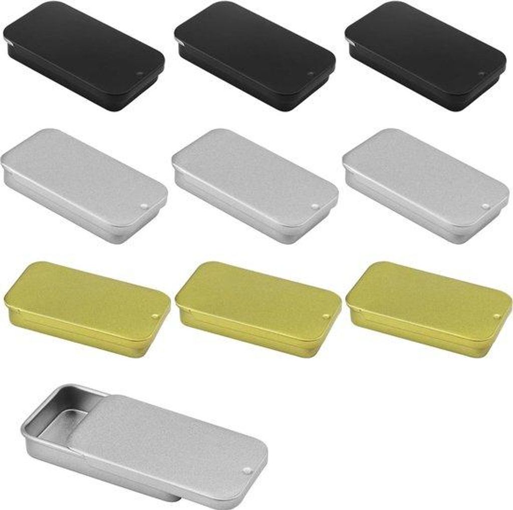 Metallischer Mini-Organiser mit Deckel - 9 Stück - für Süßigkeiten und Knöpfe.