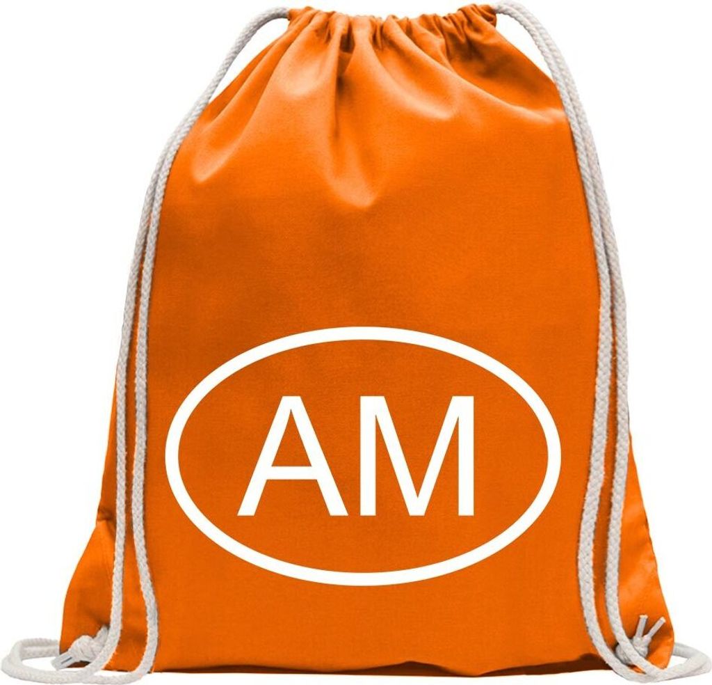 Kiwistar - Turnbeutel - mandarin - Armenien AM - Fun Rucksack Sport Beutel Gymsack Baumwolle mit Ziehgurt