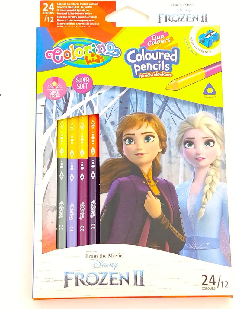 Doppelseitige Bleistifte 12 Stück 24 Farben Anspitzer Frozen II Colorino