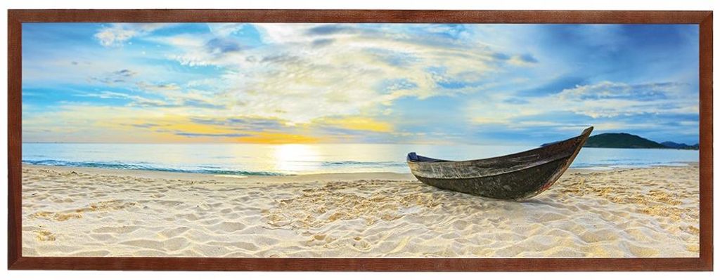 Modernes braunes Rahmenbild 35x100 cm - Strand 1