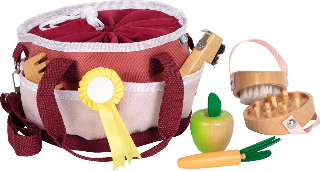 small foot Pferdepflegeset mit Tasche rot, Holzpferde und Produktbild 