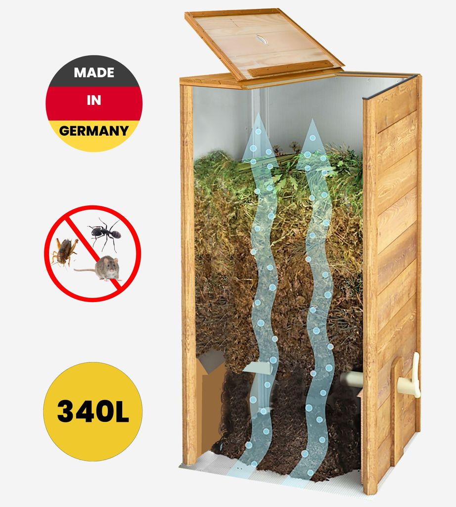 SUPERCOMP Holzkomposter Rattensicher mit Deckel, Produktbild 