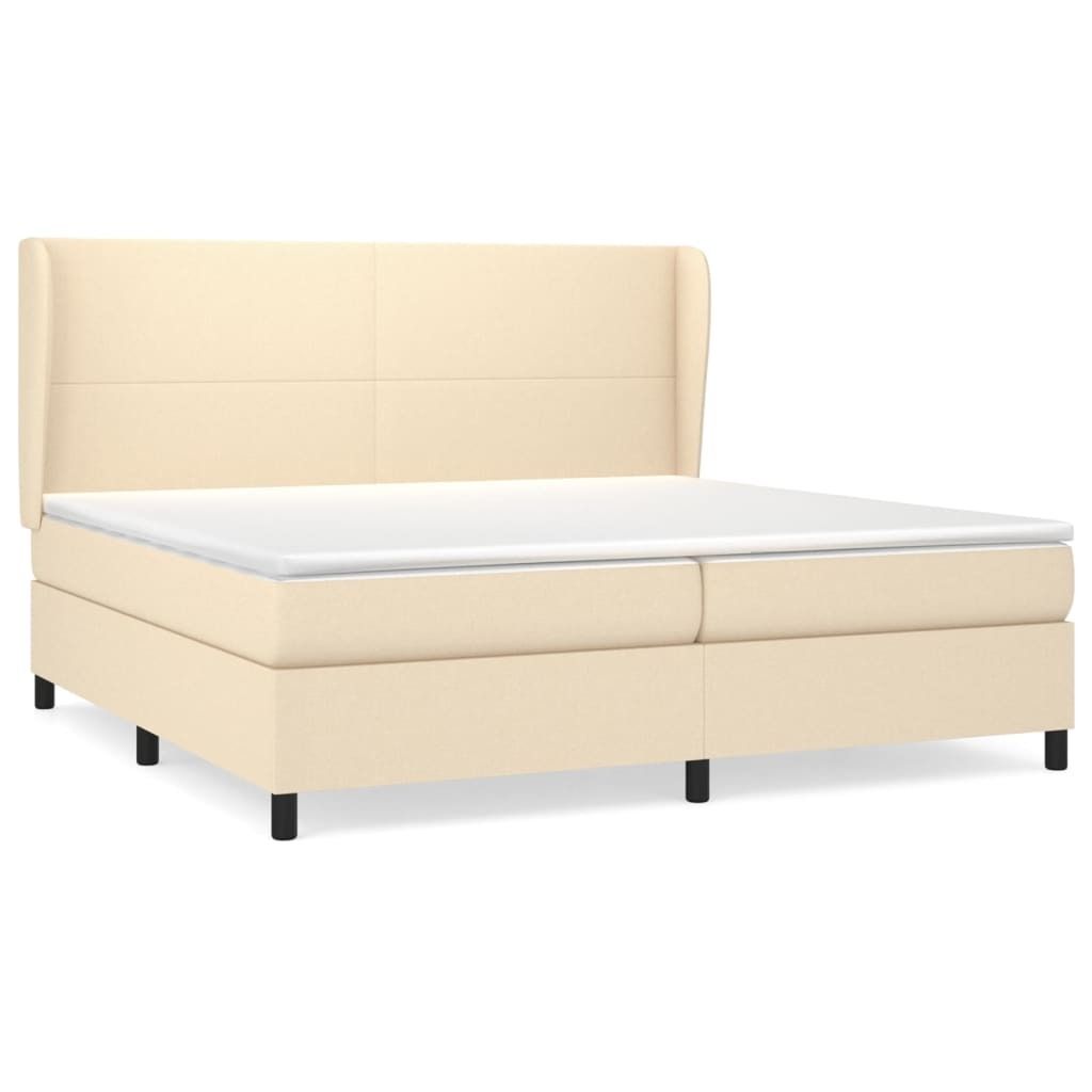 vidaXL Boxspringbett mit Matratze Creme 200x200 cm Stoff