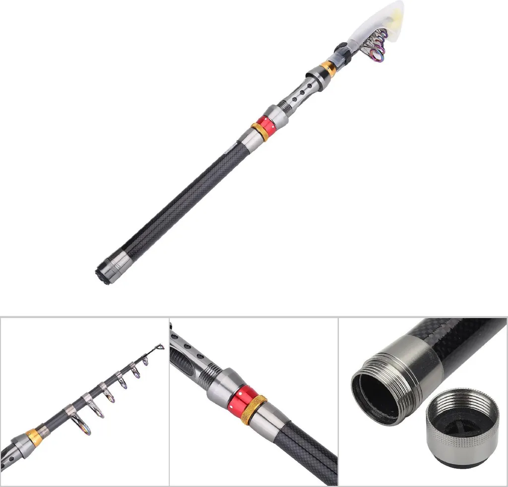 Canne à pêche fibre de carbone portable 2.7m, structure rigide légère - 6