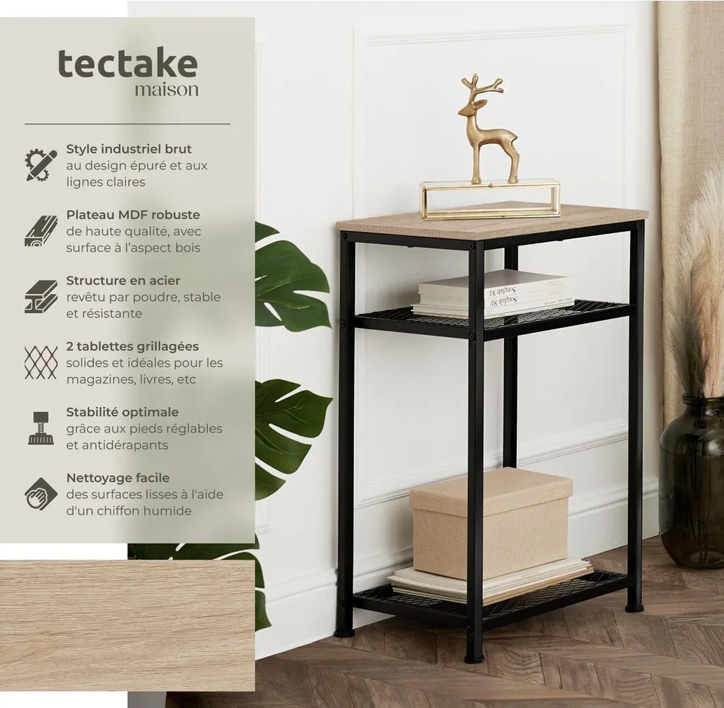 Table d'appoint YORK pour salon et chambre - Bout de lit bois clair