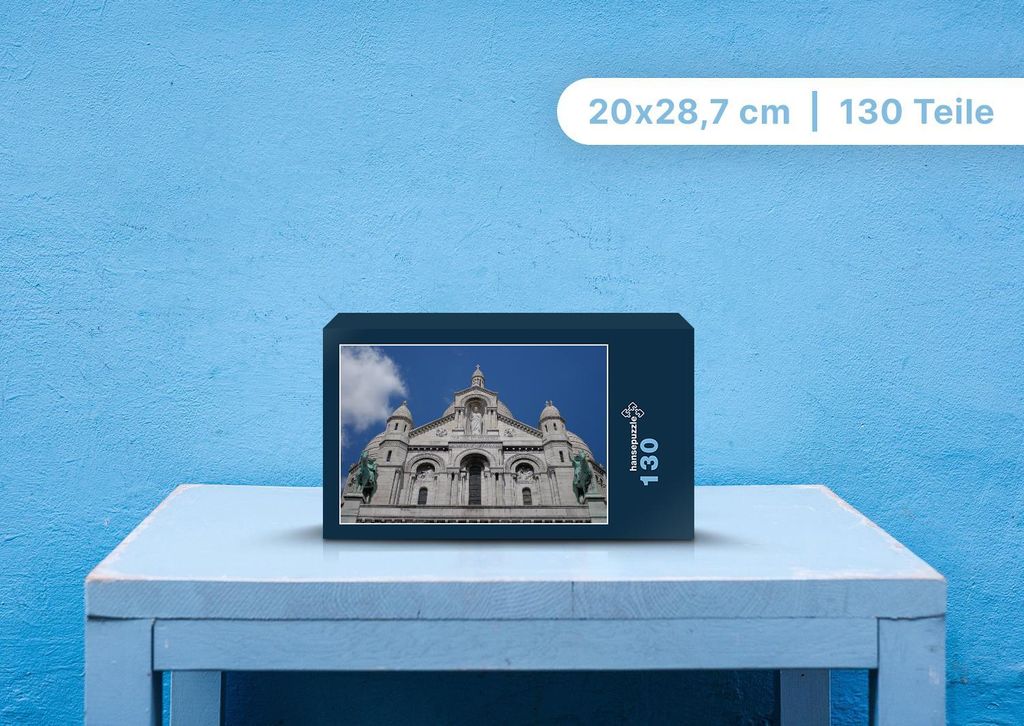 hansepuzzle 106745 - Sacré Coeur Puzzle, 130 Teile, Gebäude, 28,7 x 20,0cm mit hochwertiger Aufbewahrung, Kartonbox & Beutel