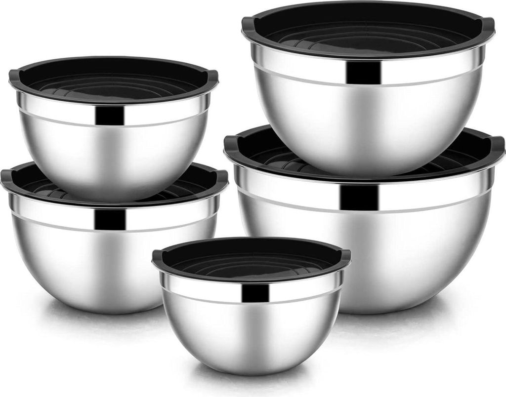 HaWare 5er Set Edelstahl Rührschüsseln mit Luftdichtem Produktbild 
