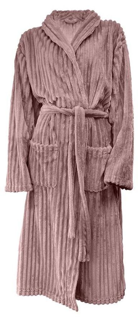 Eleganzzz Teddy Rippfleece Bademantel – altrosa - L Produktbild 