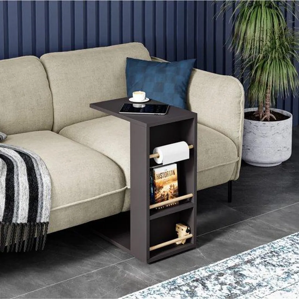 Table d'appoint en C anthracite 29 x 44 x 65 cm pour salon et canapé