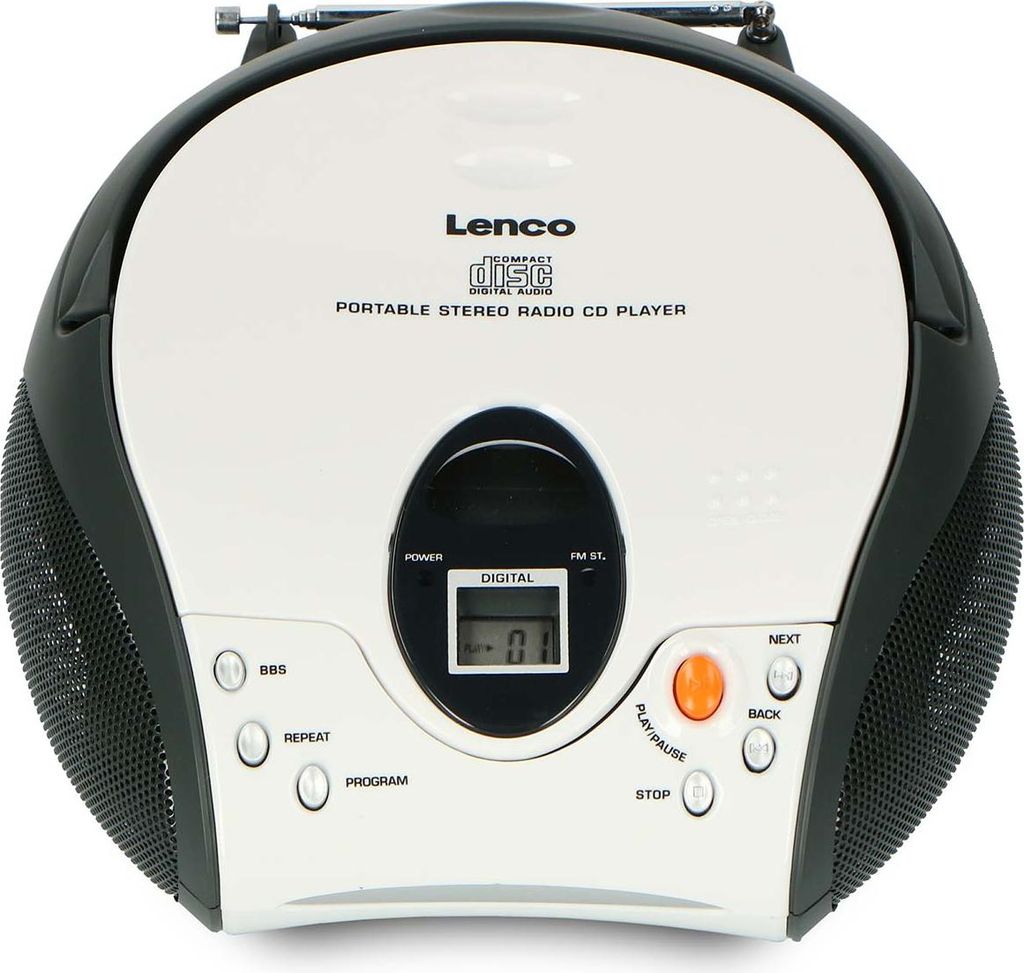 Lenco SCD-24 white - Tragbares FM-Radio mit CD-Player - Kopfhöreranschluß - Weiß