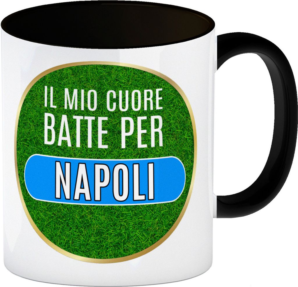 Il mio cuore batte per Napoli Kaffeebecher Schwarz Calcio regiert dein Leben?