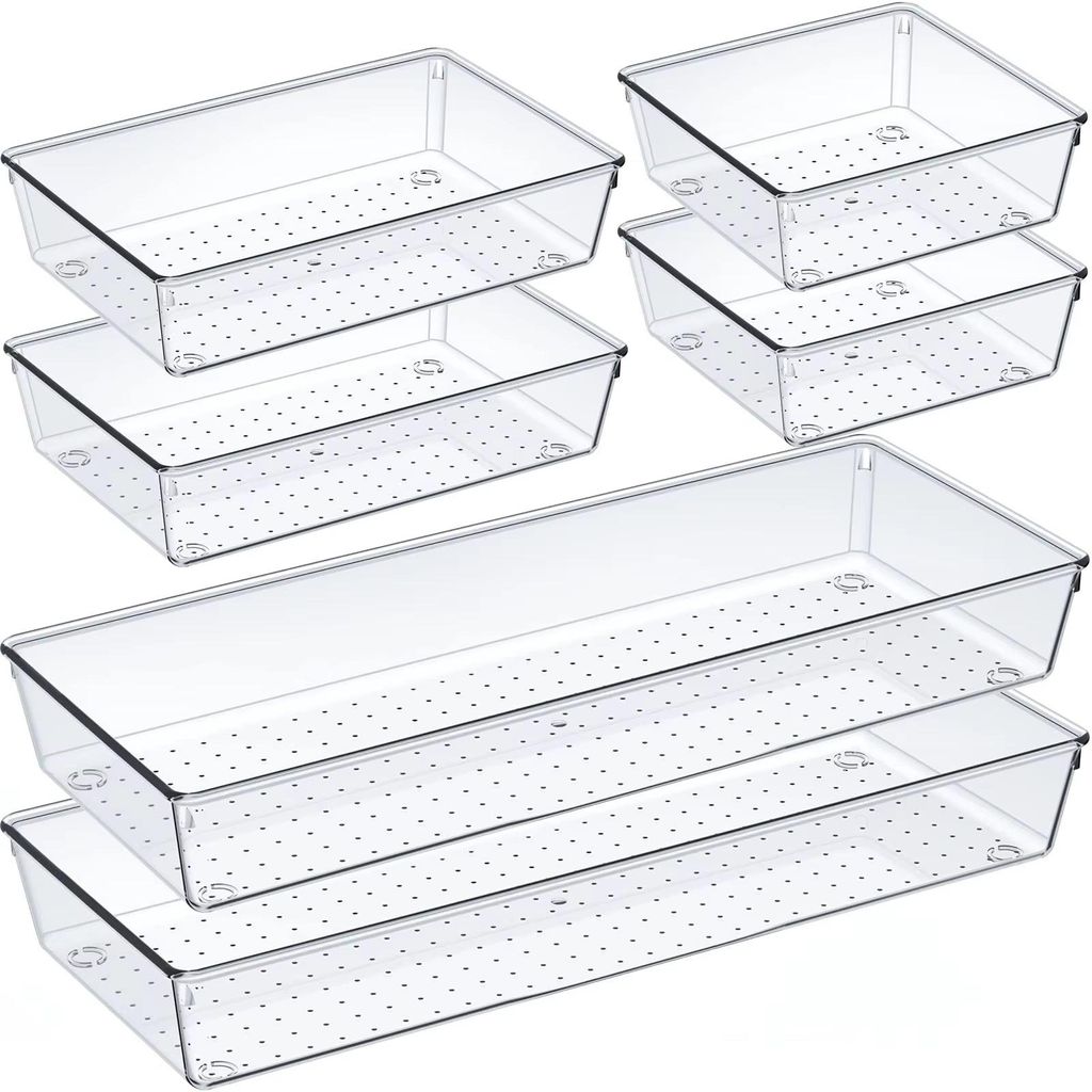 60/6/9/12er-Pack Schubladenorganizer Transparente Kunststoffbehälter für Badezimmer Schminktisch Aufbewahrung, Haushaltsorganisation Make-up-Set....