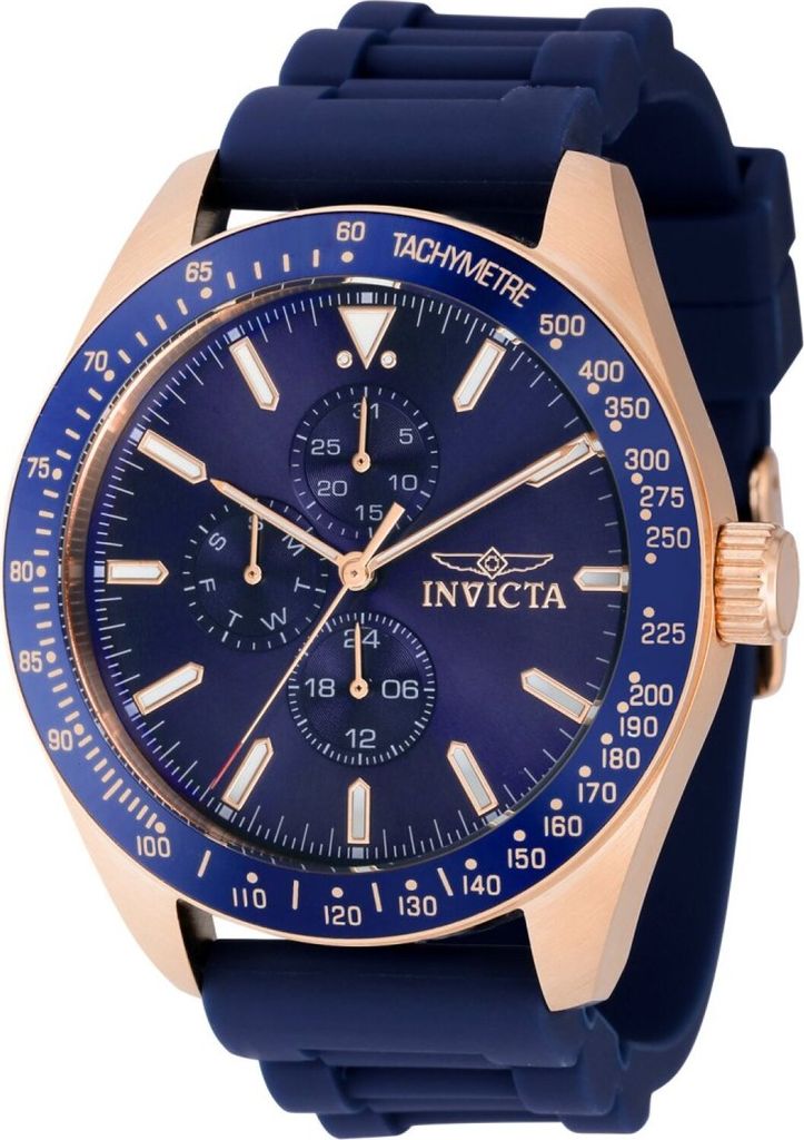 Invicta Aviator 38406 Herren uhr - Wasserdicht - Analog - Quarzuhrwerk - Edelstahl mit blauen zifferblat - 45mm