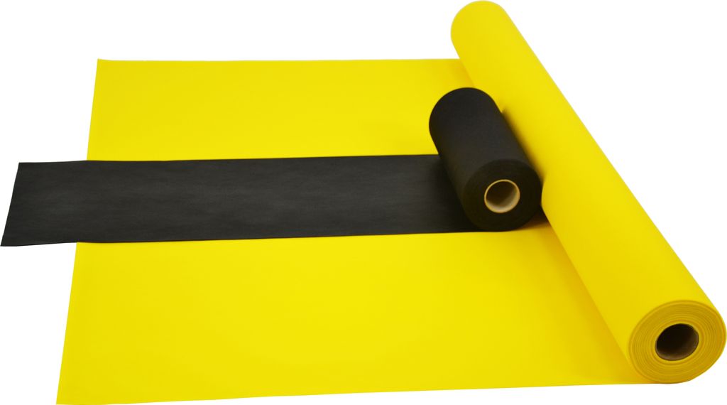 Sensalux Kombi-Set 1 Tischdeckenrolle 1m x 25m gelb + Tischläufer 30cm schwarz