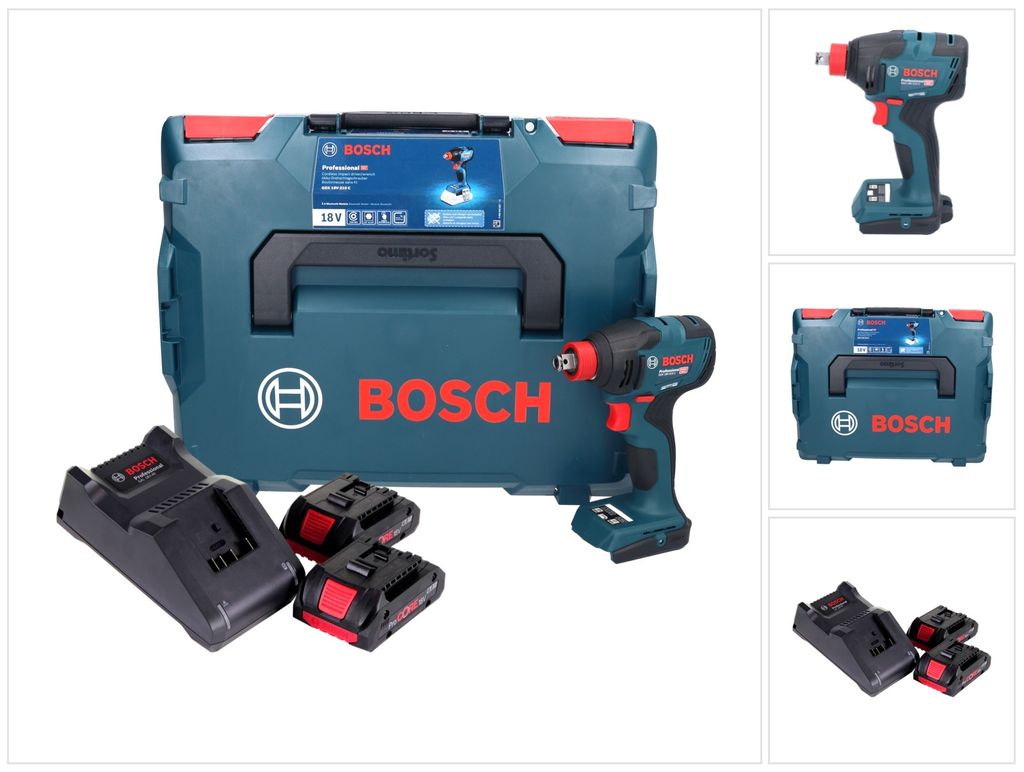 Bosch GDX 18V-210 C Professional Akku Drehschlagschrauber 18 V 210 Nm Brushless + 2x ProCORE Akku 4,0 Ah + Ladegerät + L-Boxx