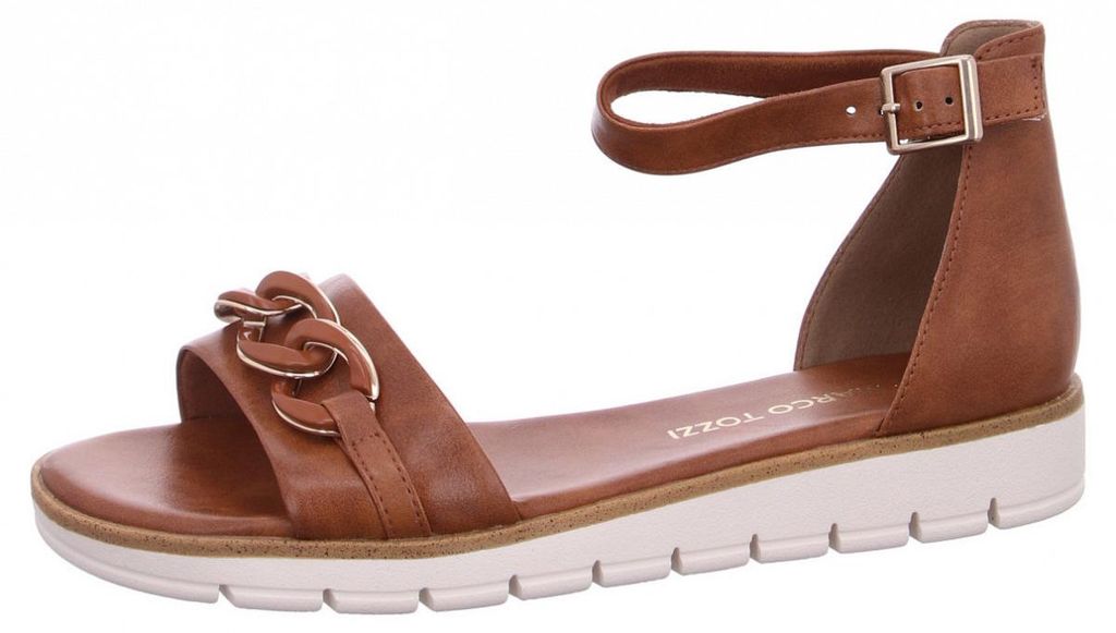 Marco Tozzi Damenschuhe Sandalen Flach Braun Freizeit, Schuhgröße:38 EU