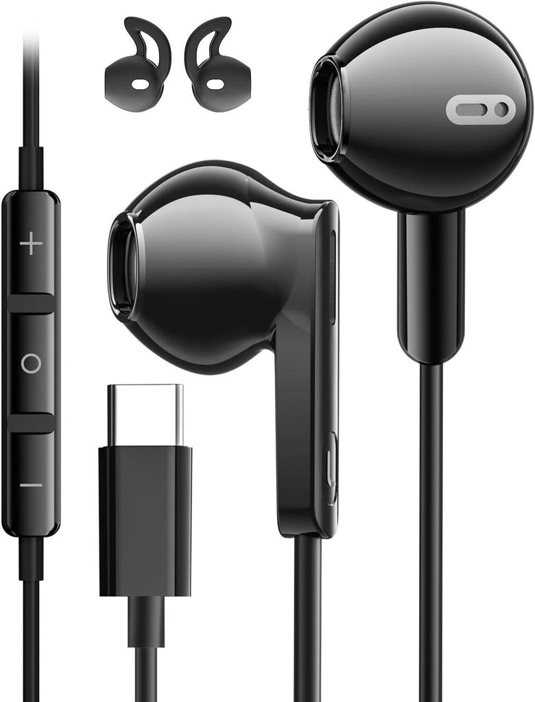 USB C In Ear Kopfhörer mit Mikrofon für Samsung Galaxy, iPhone, Pixel, Xiaomi – HiFi Sound, Komfort Passform, kabelgebunden