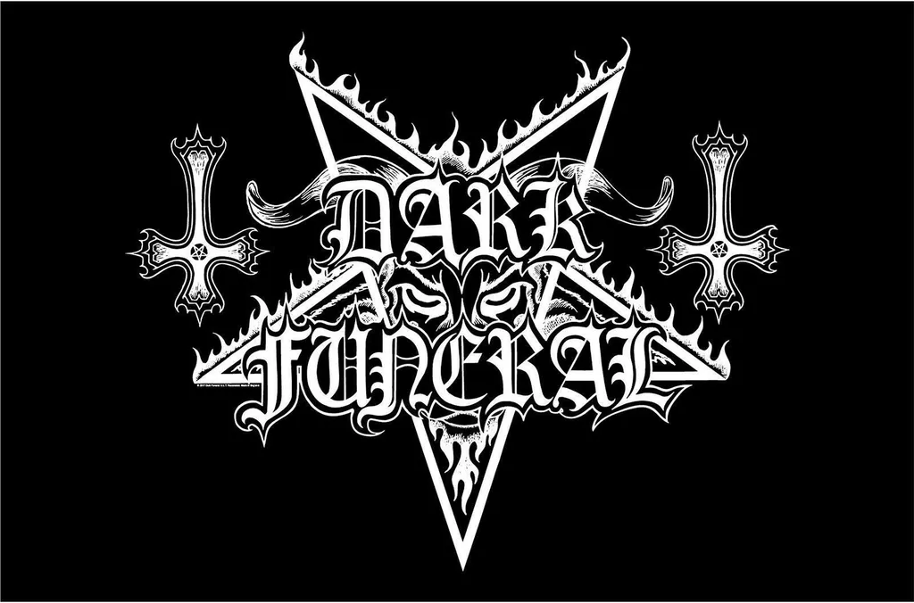 Déco Murale Dark Funeral en Tissu 106x70 cm - Poster Logo Noir et Blanc