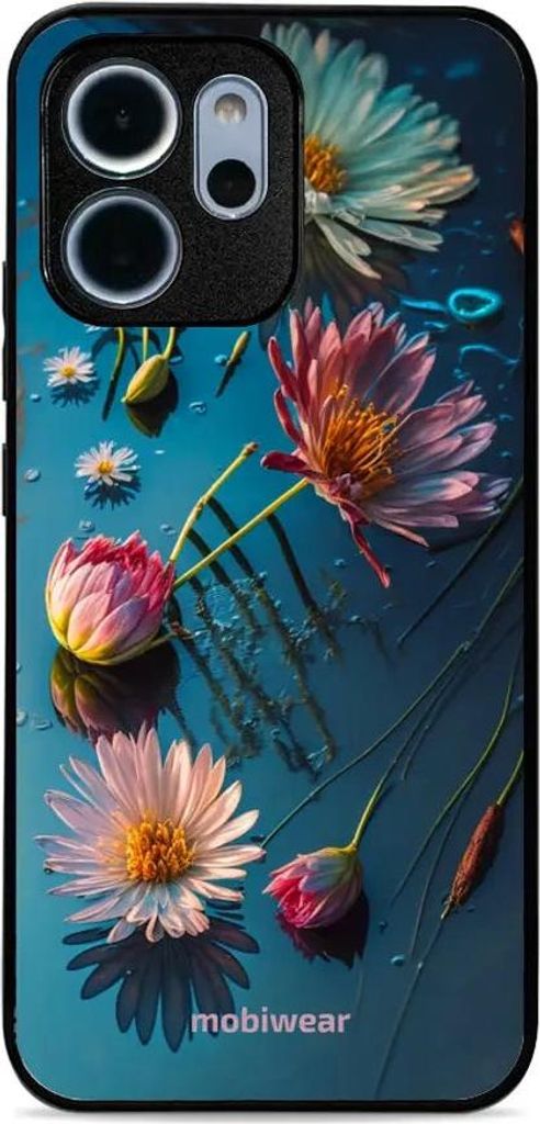 Handyhülle für Oppo Reno 14 F, Mobiwear Glossy Case, Blau-Blumig