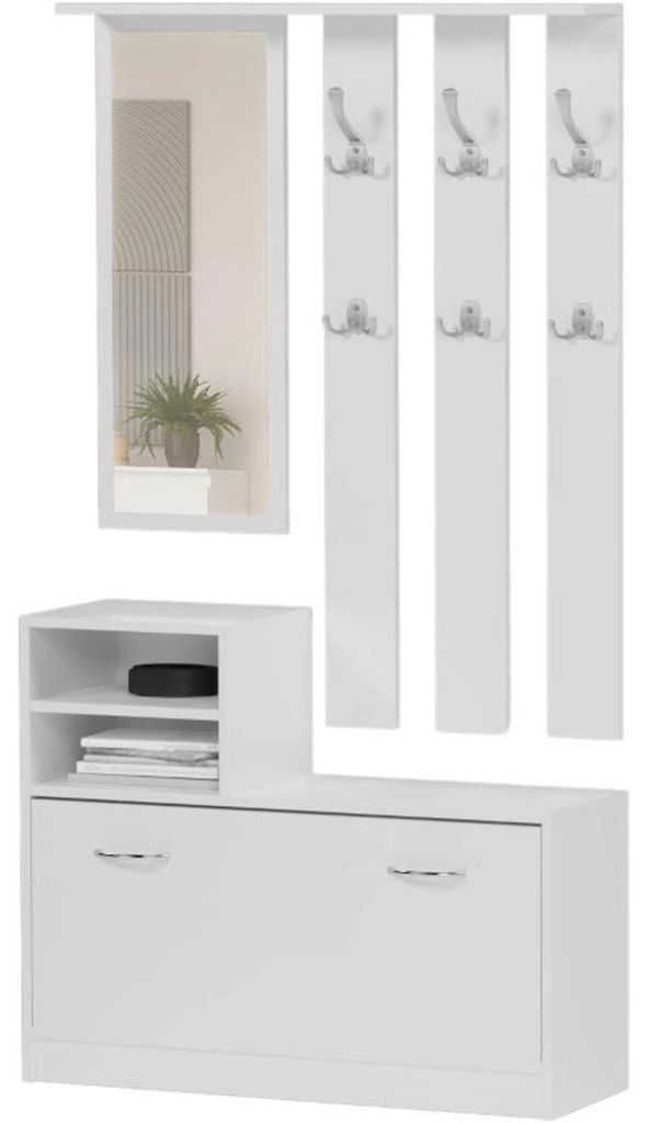 Garderobe - Weiß - 90 x 30 x 160 cm - Modern V-1