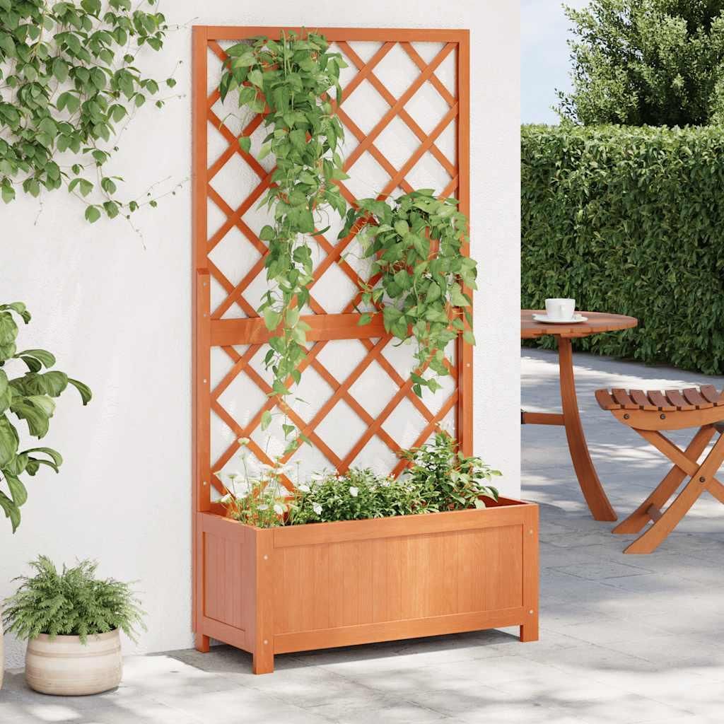 vidaXL Treillis de jardin avec bac à fleurs brun 70x30x135 Image du produit 
