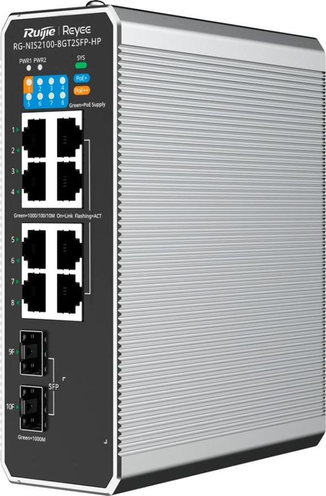 Reyee RG-NIS2100-8GT2SFP-HP Industrial switch - 1 Gbps - 8-Port