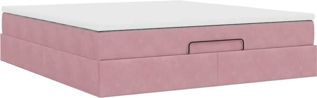 Ottoman-Bett mit Matratze Rosa 180x200 cm Samt