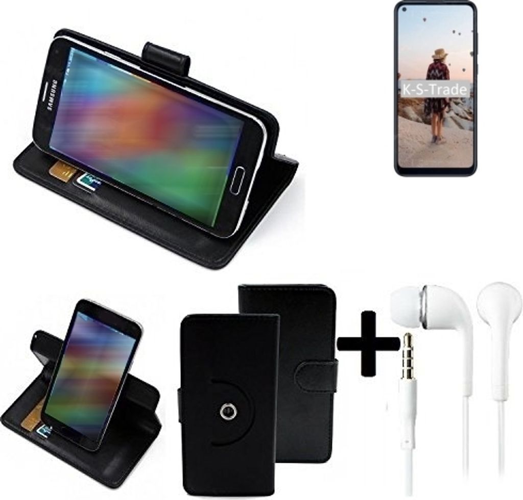 K-S-Trade Handy Hülle Schutz Hülle + Kopfhörer kompatibel mit Samsung Galaxy M11 Handyhülle Flipcase Smartphone Cover Handy Schutz Tasche