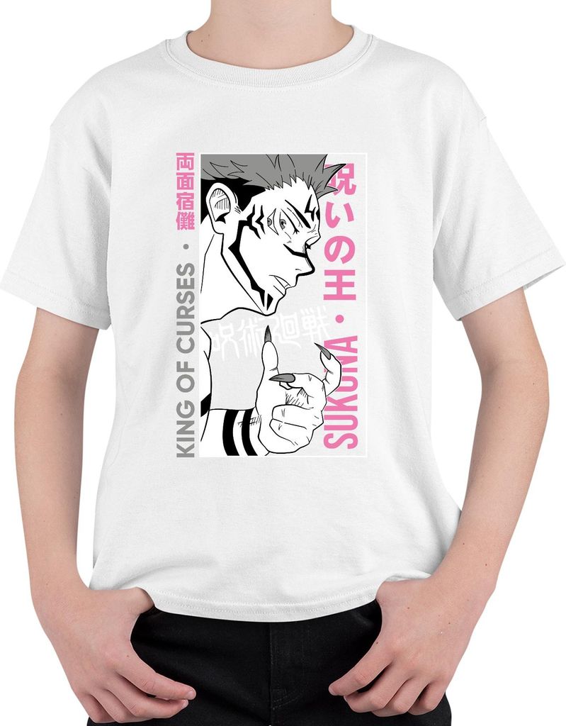 Jujutsu Kaisen SUKUNA King of Curses Anime Ästhetik Geschenk Uni Kinder T-Shirt, Weiß, 116