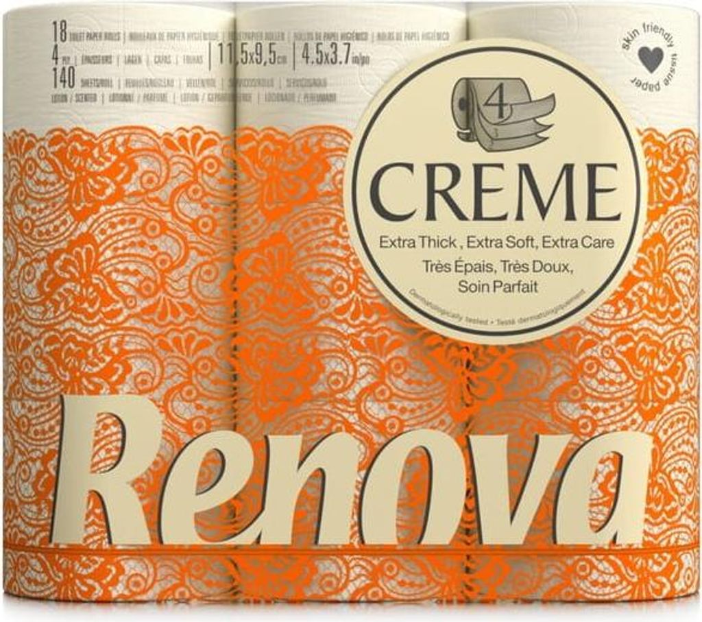 Renova Creme Toilettenpapier 18 Rollen 4-lagig