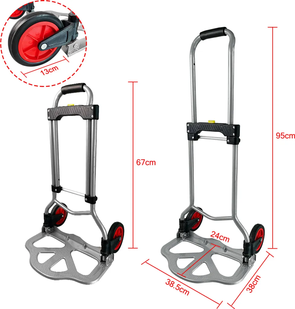 VA-Cerulean Diable Pliable 60kg Chariot à Bagages Manuel Bleu Azur - 2