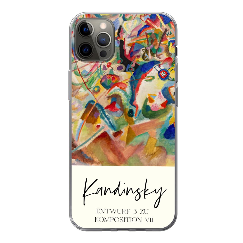 MuchoWow Handyhülle Schutzhülle Hülle für iPhone 12 Pro Max Entwurf 3 zu komposition VII - Kandinsky - Alte Meister Silikon Softcase Handy H...