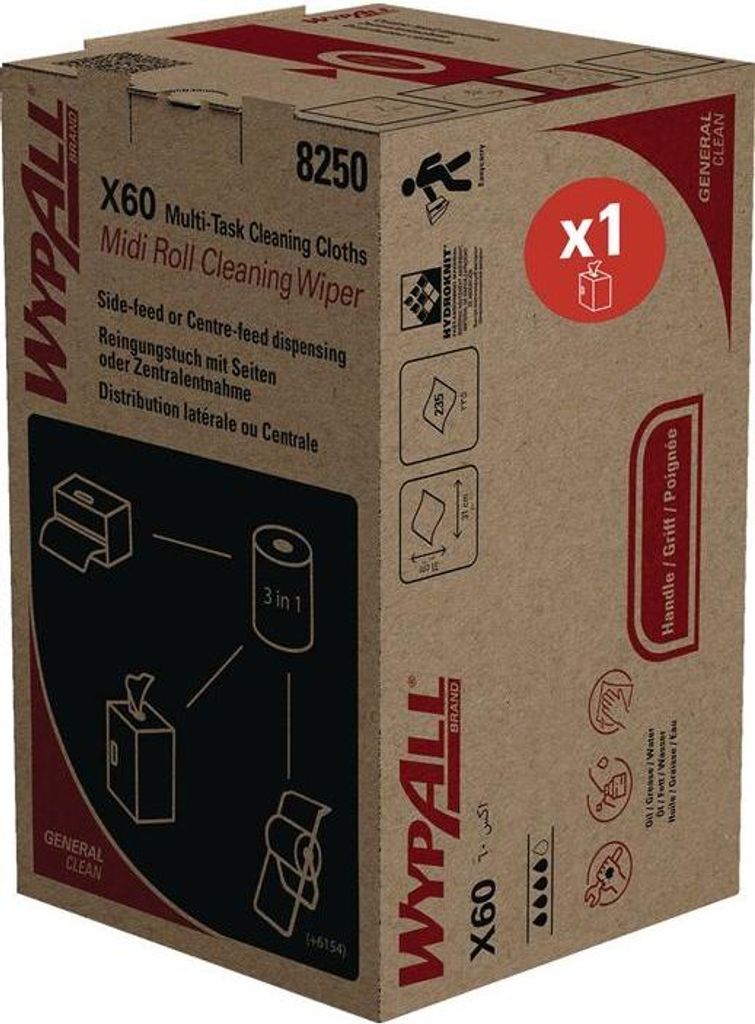 WypAll X60 Genral Clean - Midi Roll / Blau - 1 Box x 235 Sheets | Karton (1 Box)