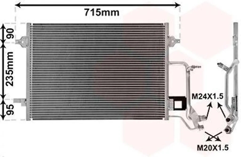 Condenseur de climatisation Van Wezel pour Audi A4 et VW Passat 1.6-2.8