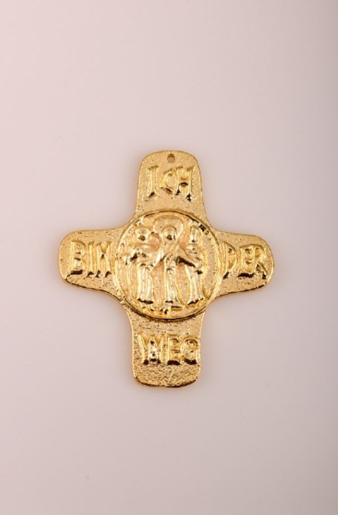 Kreuz Metall Gold "Ich bin der Weg" 11 cm