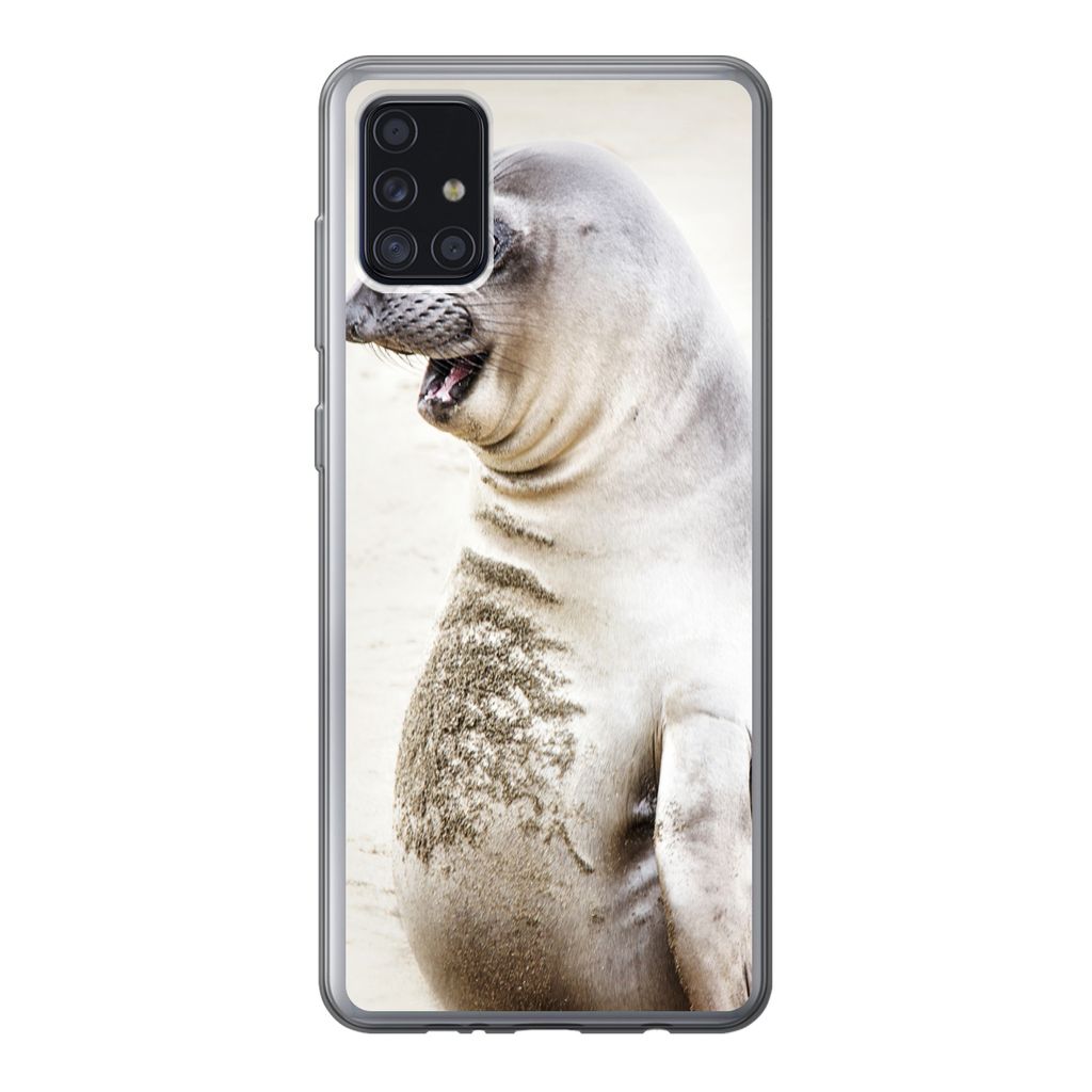 MuchoWow Handyhülle Schutzhülle Hülle für Samsung Galaxy A52 5G Seeelefant - Lustig - Lachen - Kinder - Jungen - Mädchen - Kinder Silikon So...