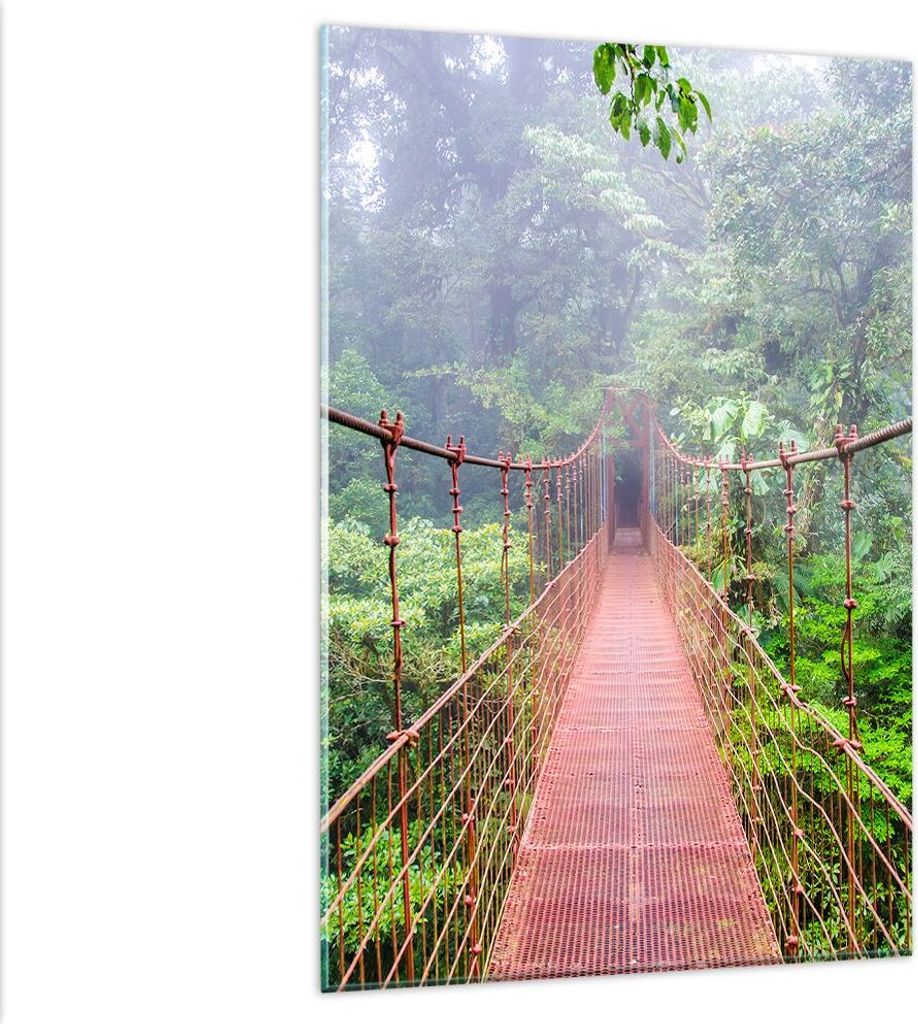 Bilder auf glas - Einteilig - Brücke ausgesetzt Costa Rica - 80x120cm - Glasbilder - Wandbilder - Bilder - Wanddekoration aus Glas - Glas Bilder -...