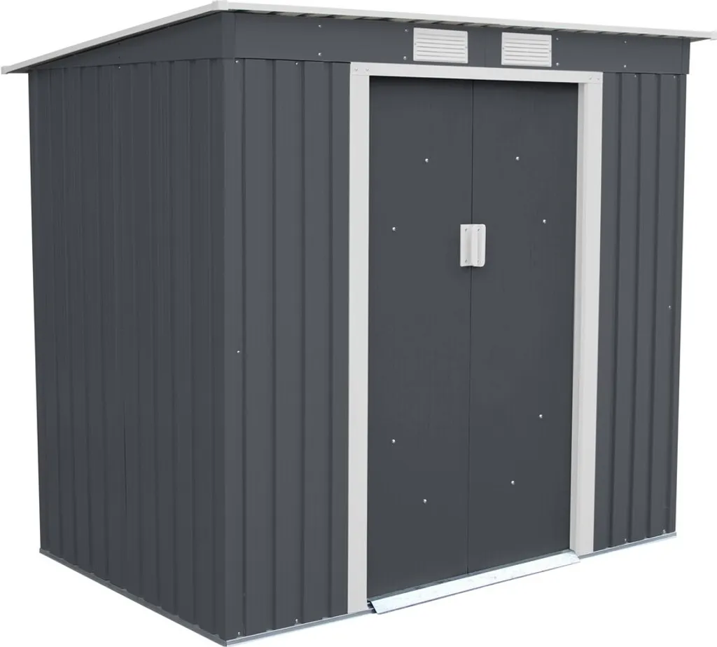 Cabanon de jardin en métal gris 191x111 cm pour outils et vélos
