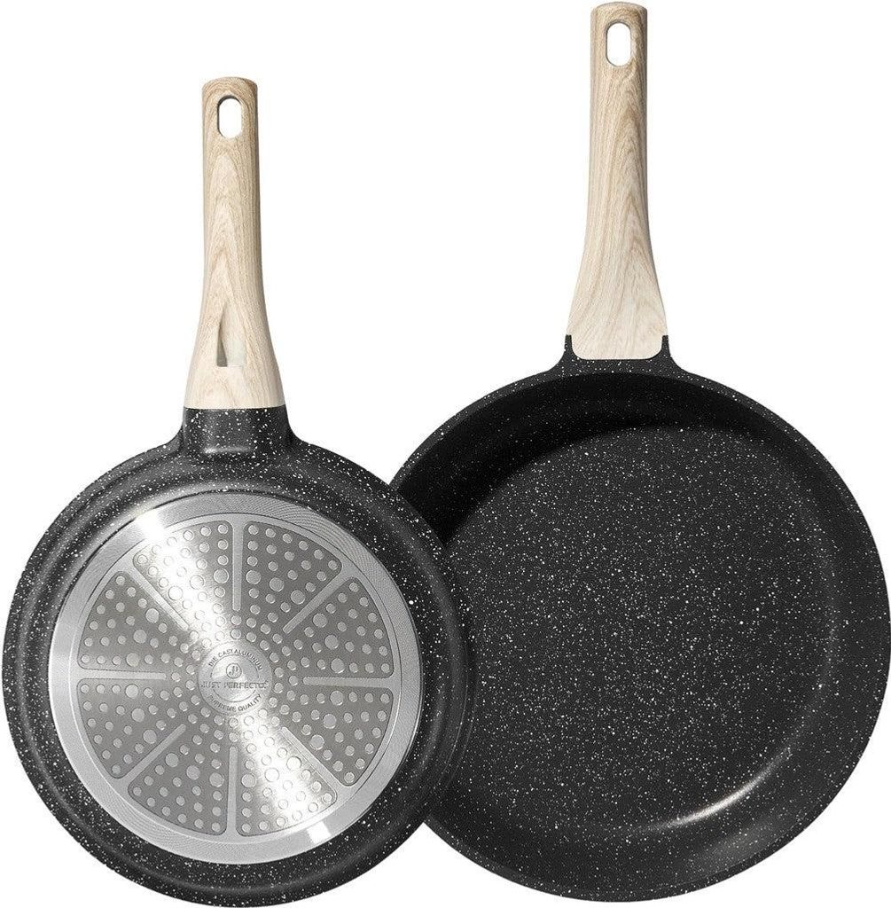 Granit-Bratpfannenset, 20/24 cm, antihaftbeschichtet, schwarz