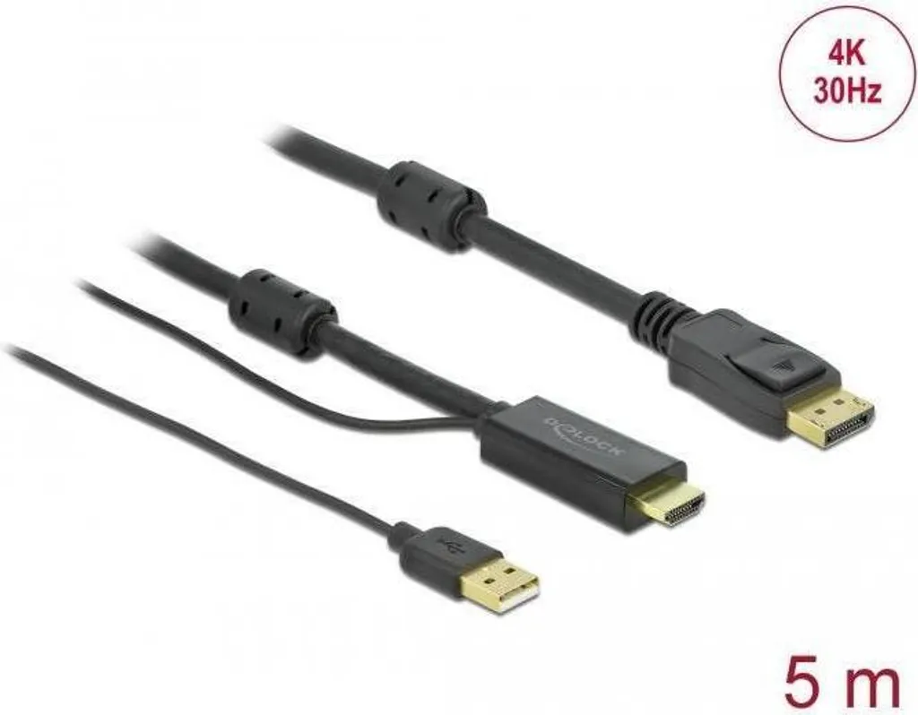 Adaptateur Câble Vidéo HDMI vers DisplayPort 4K UHD avec Port USB de 5 Mètres