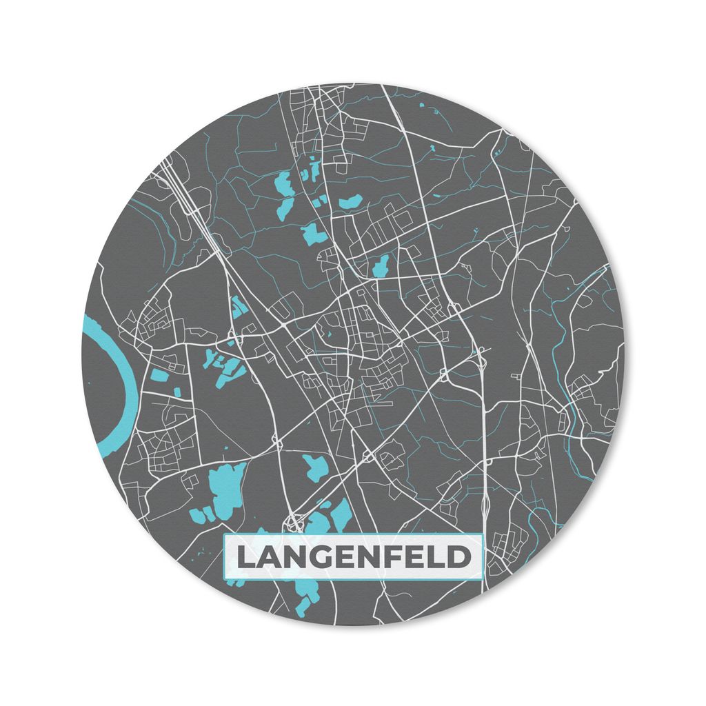 MuchoWow Mauspad Mousepad Blau - Deutschland - Karte - Stadtplan - Langenfeld 20x20 cm - Mousepads - Maus Mat - Pad - Mausunterlage - Schreibtisc...