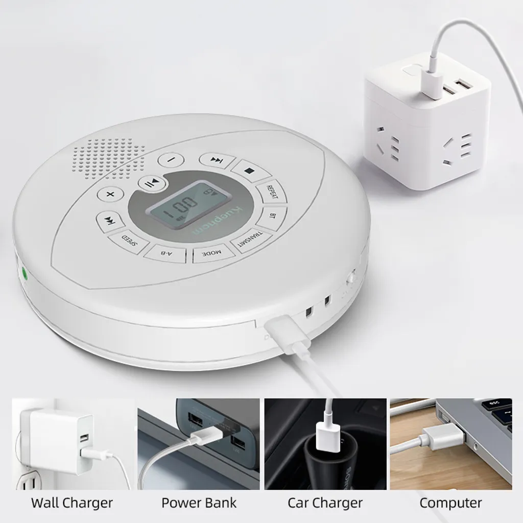 Lecteur CD Maison et Déplacement ZELURXX Bluetooth MP3 Format Compact
