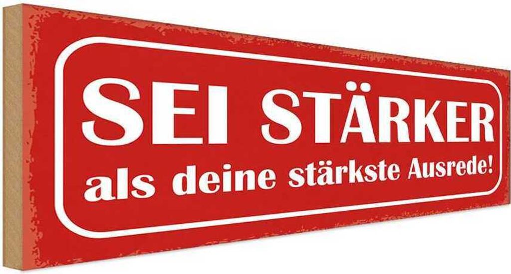 vianmo Holzschild 10x27 cm sei stärker als deine Ausrede Produktbild 