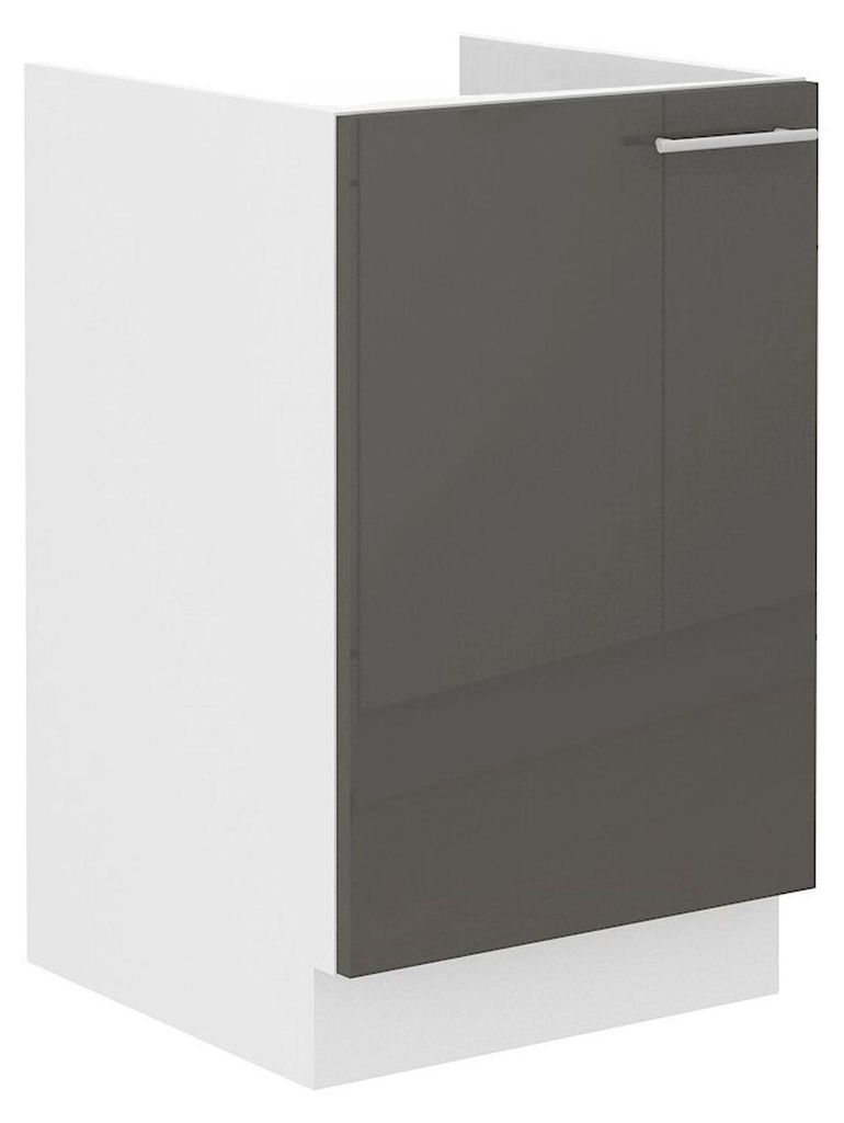 Spülenschrank 50 Lara Grau Hochglanz + Weiß matt Produktbild 